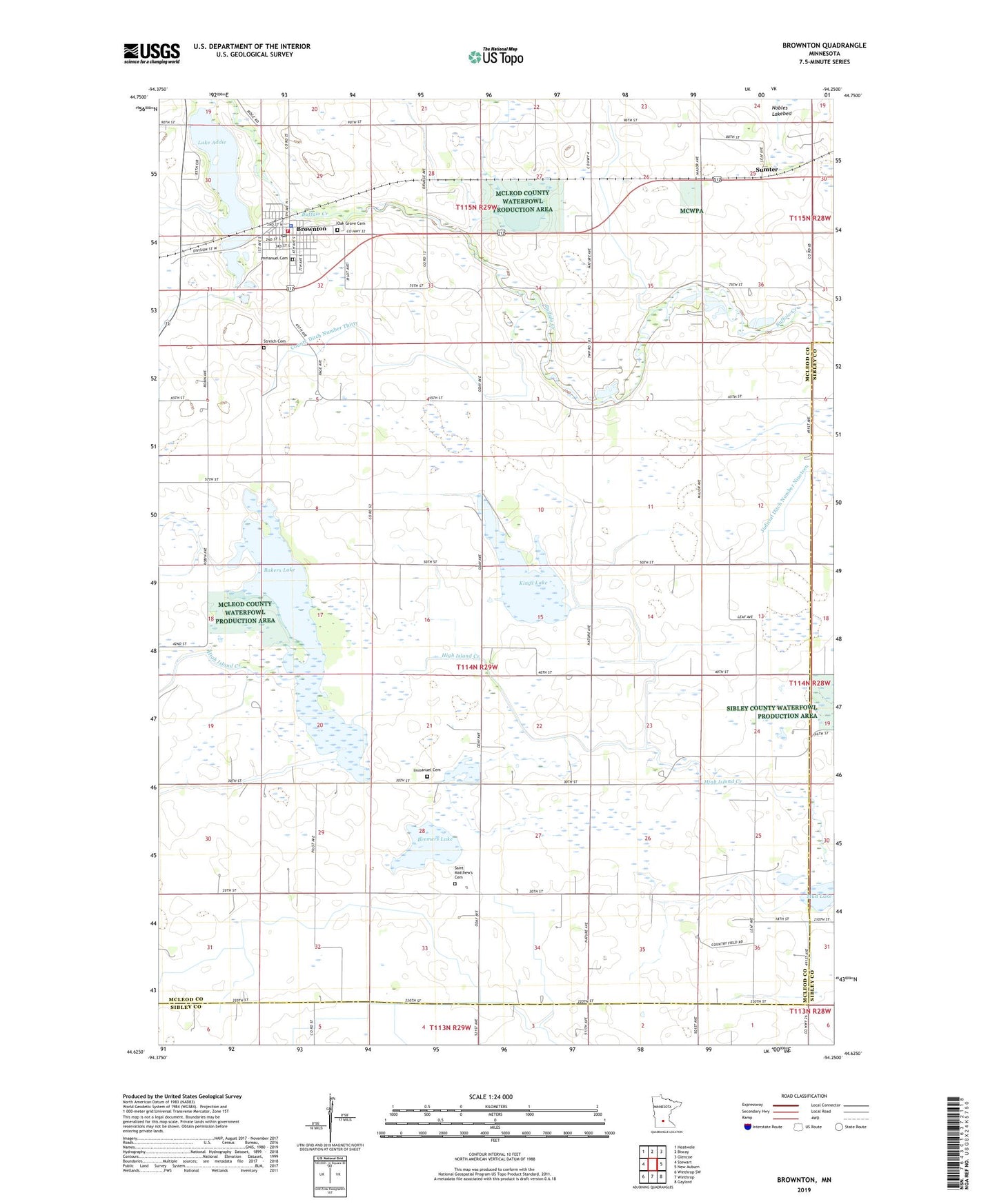 Brownton Minnesota US Topo Map Image