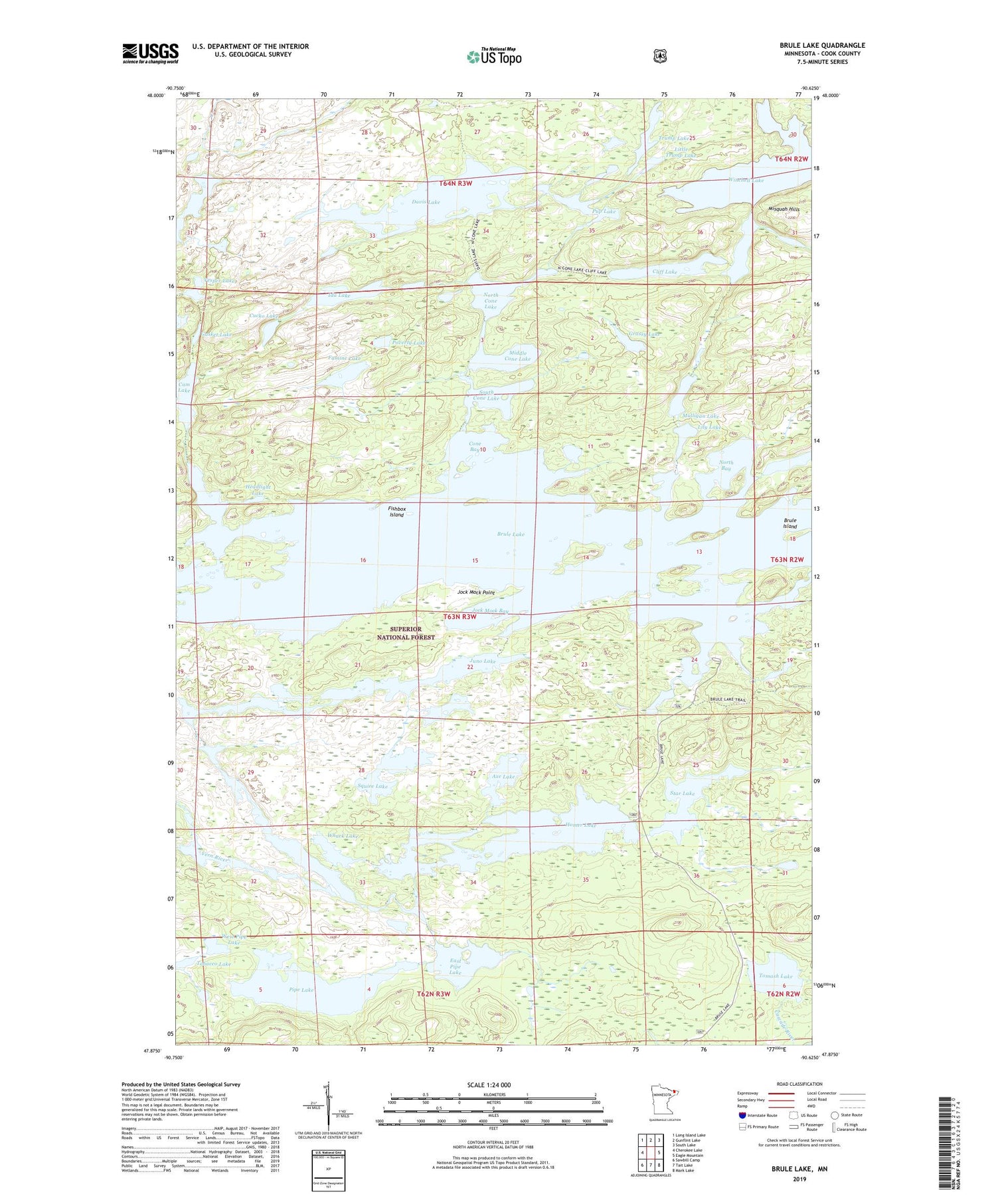 Brule Lake Minnesota US Topo Map Image