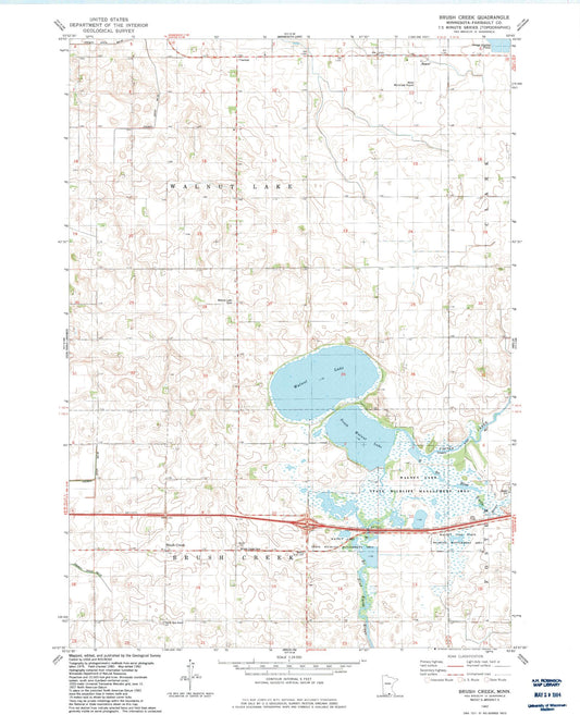 Classic USGS Brush Creek Minnesota 7.5'x7.5' Topo Map Image