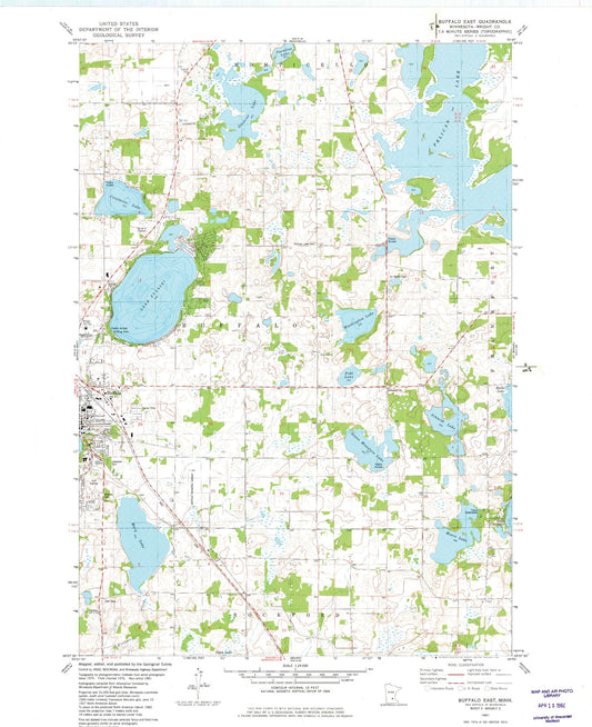 Classic USGS Buffalo East Minnesota 7.5'x7.5' Topo Map Image