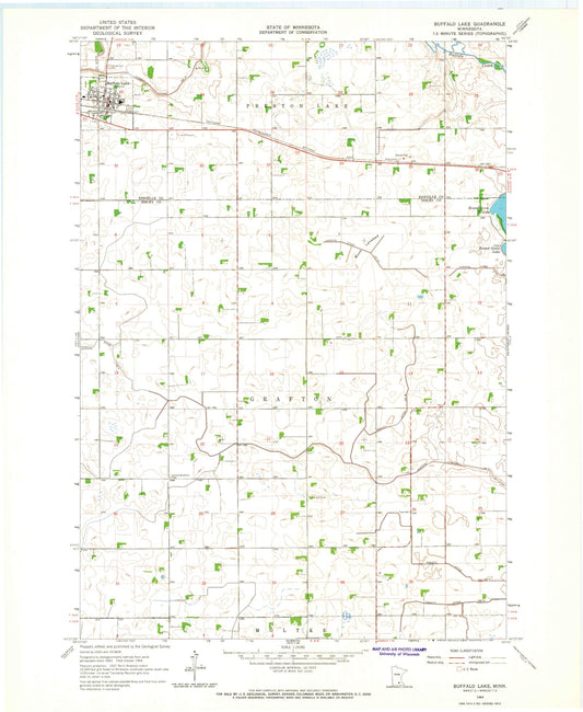 Classic USGS Buffalo Lake Minnesota 7.5'x7.5' Topo Map Image