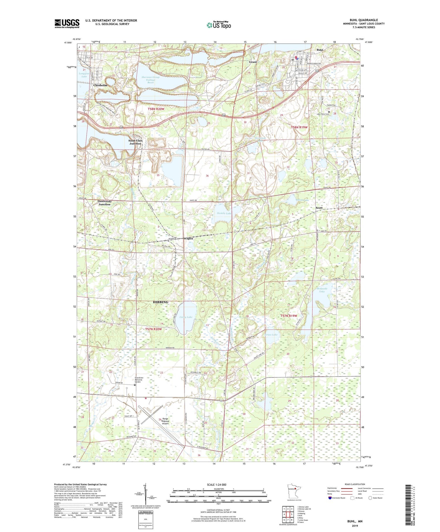 Buhl Minnesota US Topo Map Image