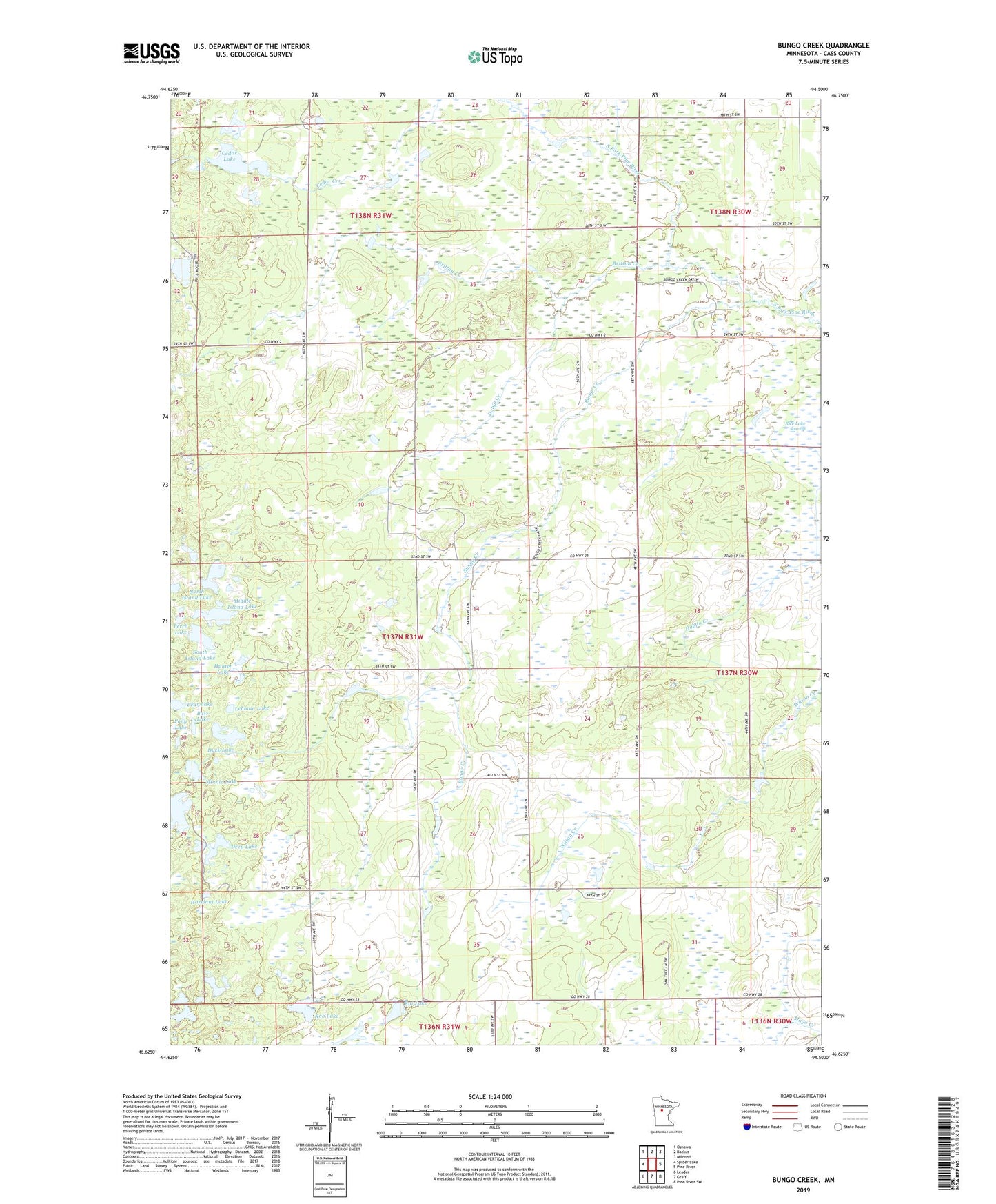 Bungo Creek Minnesota US Topo Map Image