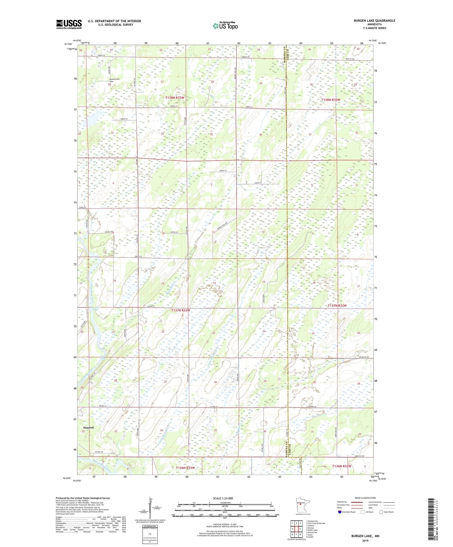 Burgen Lake Minnesota US Topo Map Image