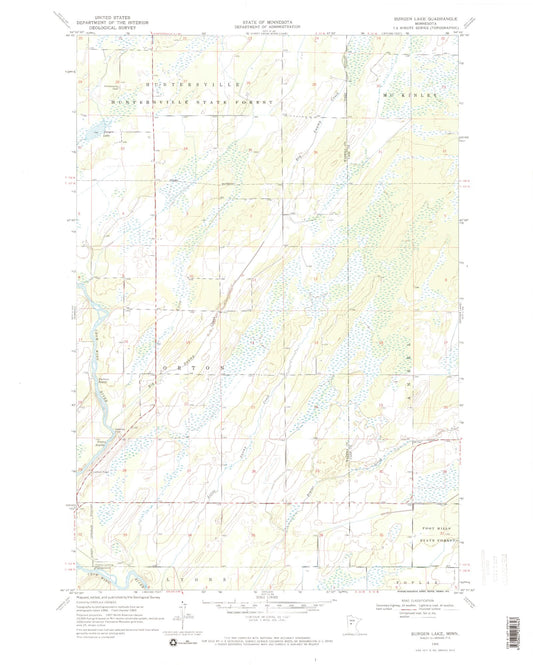 Classic USGS Burgen Lake Minnesota 7.5'x7.5' Topo Map Image