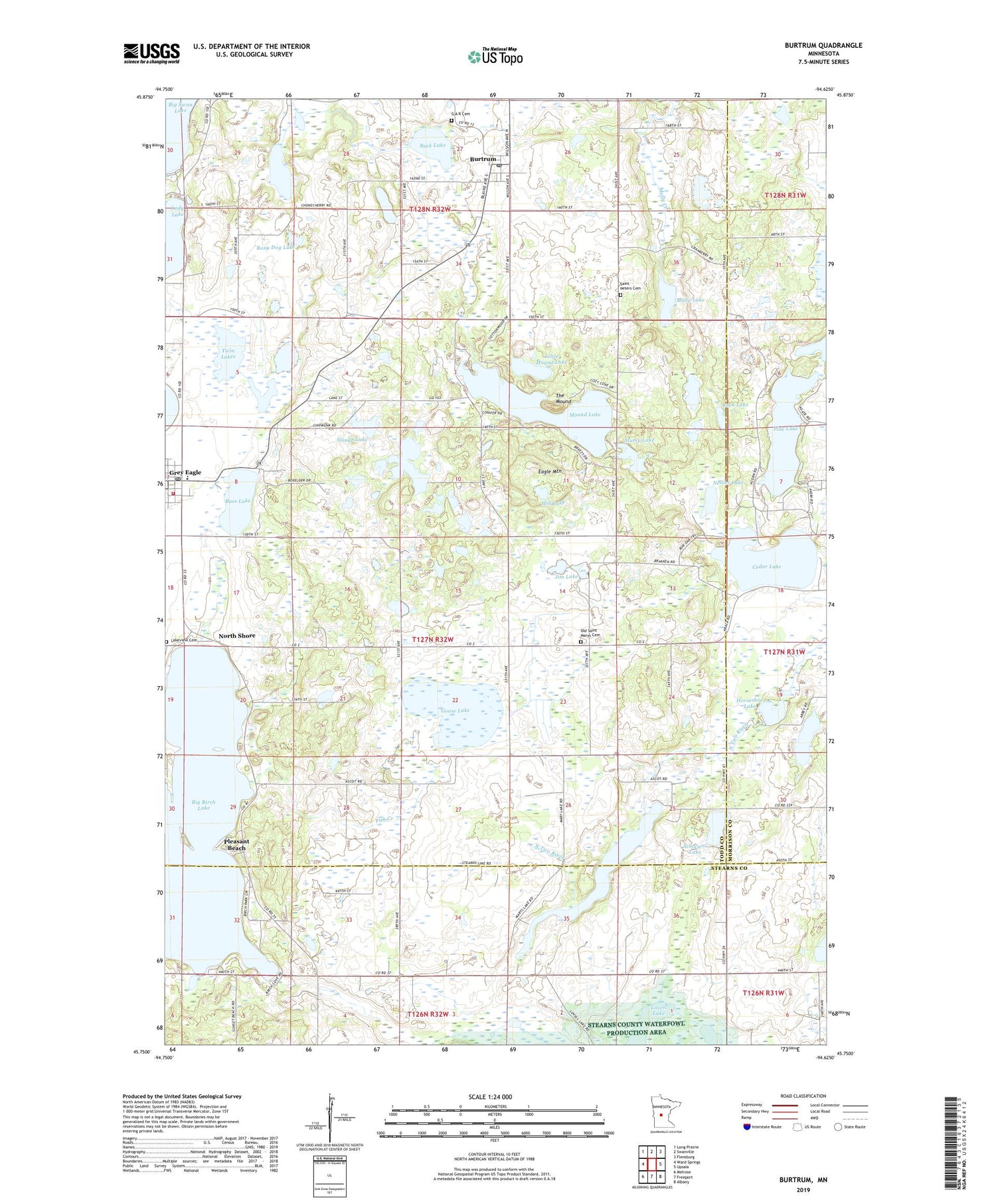Burtrum Minnesota US Topo Map Image