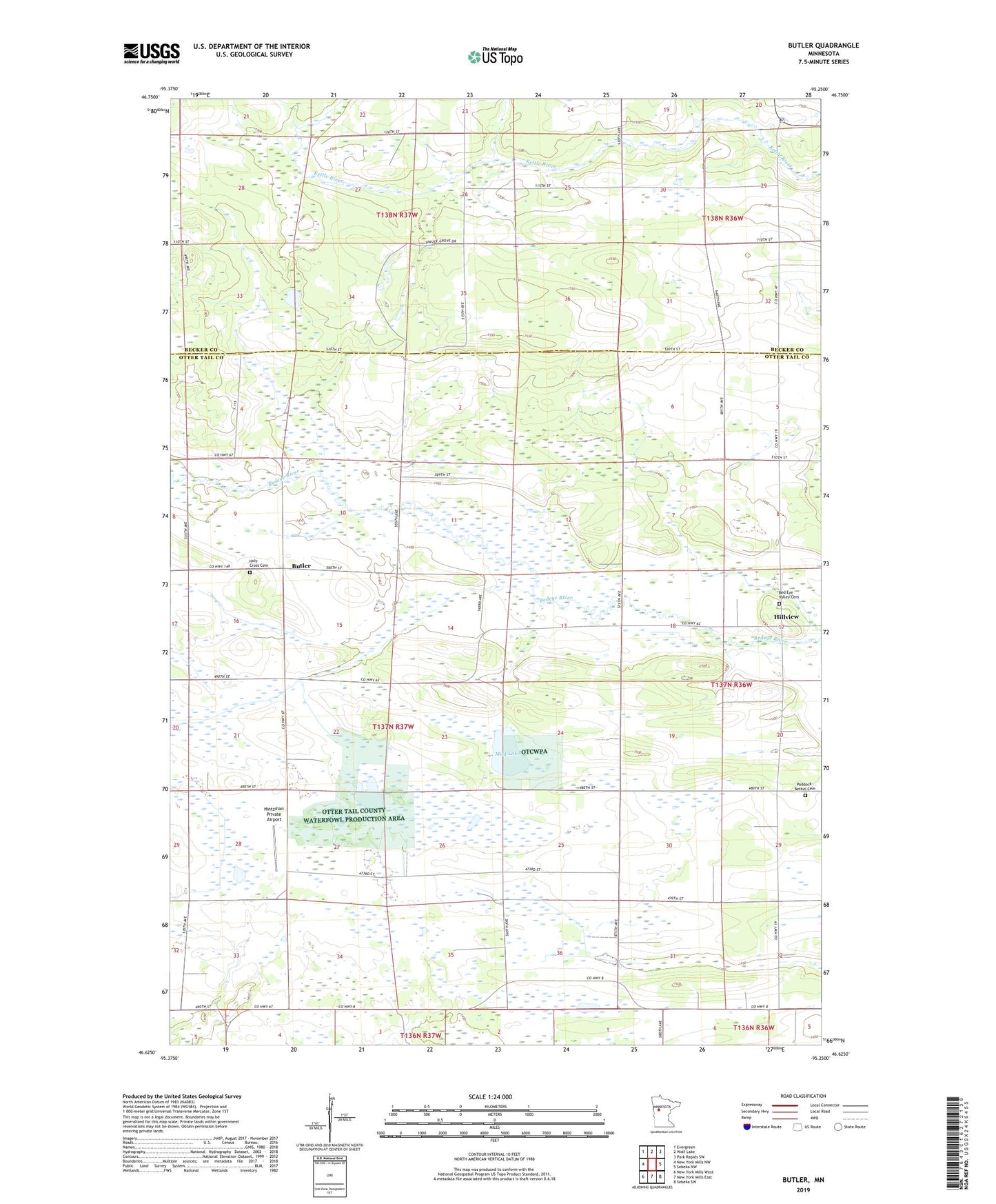 Butler Minnesota US Topo Map Image