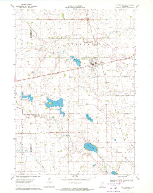 Classic USGS Butterfield Minnesota 7.5'x7.5' Topo Map Image