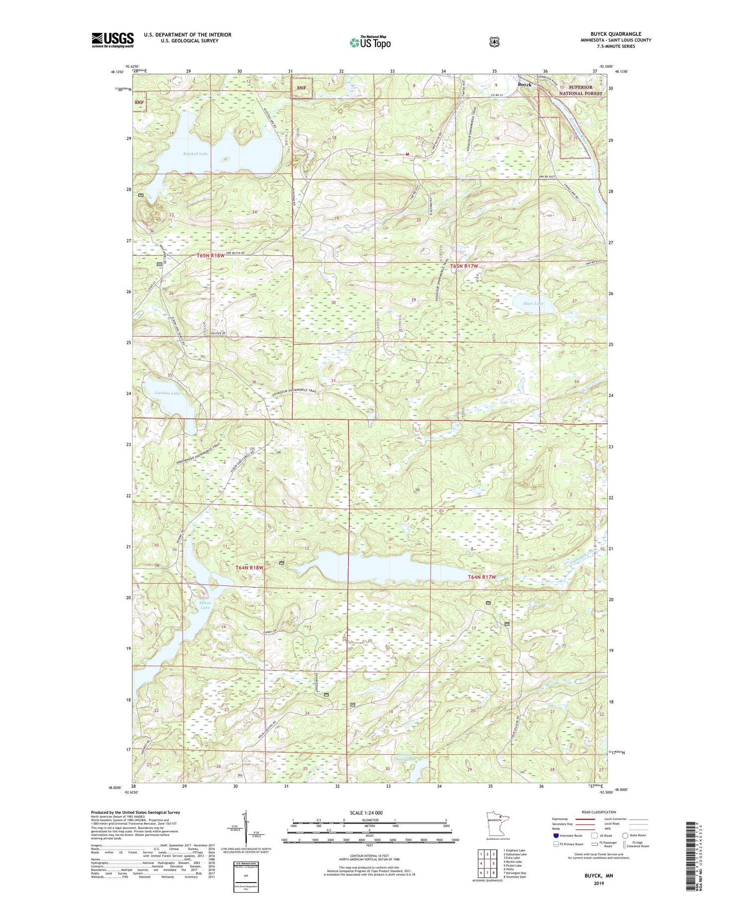 Buyck Minnesota US Topo Map Image