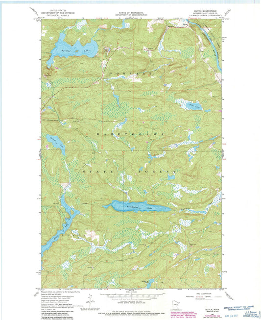 Classic USGS Buyck Minnesota 7.5'x7.5' Topo Map Image