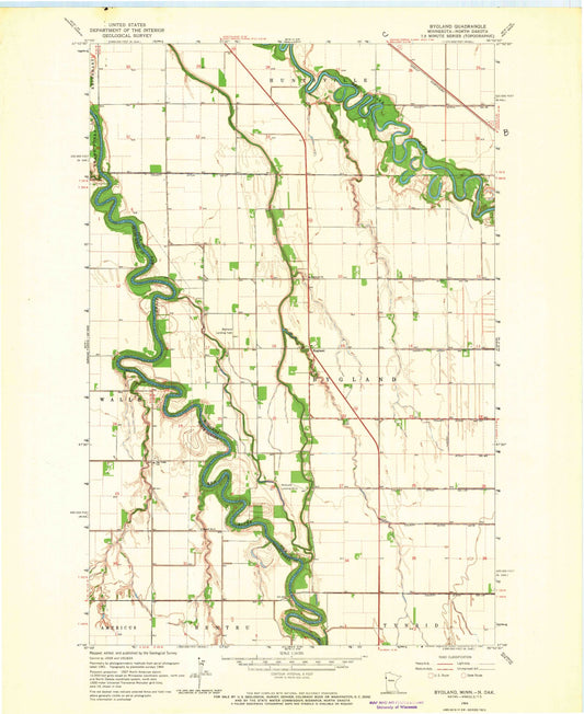 Classic USGS Bygland Minnesota 7.5'x7.5' Topo Map Image