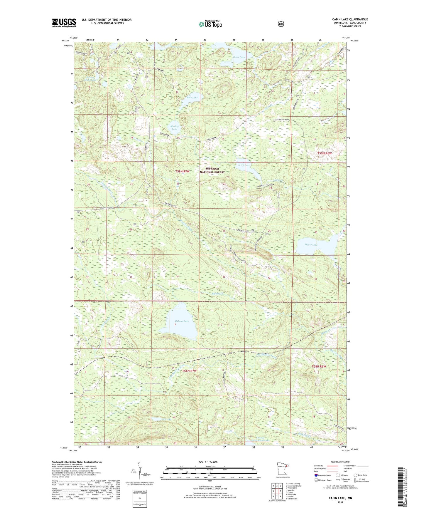 Cabin Lake Minnesota US Topo Map Image