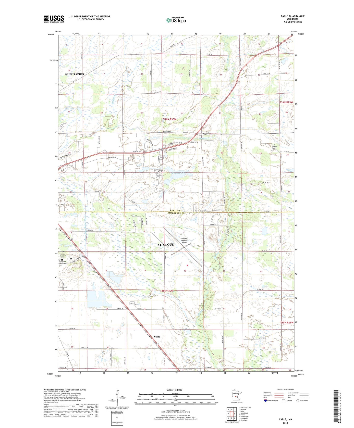 Cable Minnesota US Topo Map Image