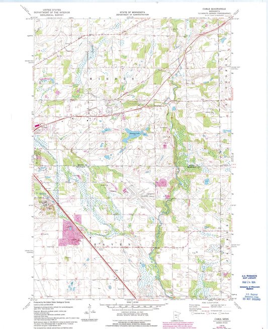 Classic USGS Cable Minnesota 7.5'x7.5' Topo Map Image