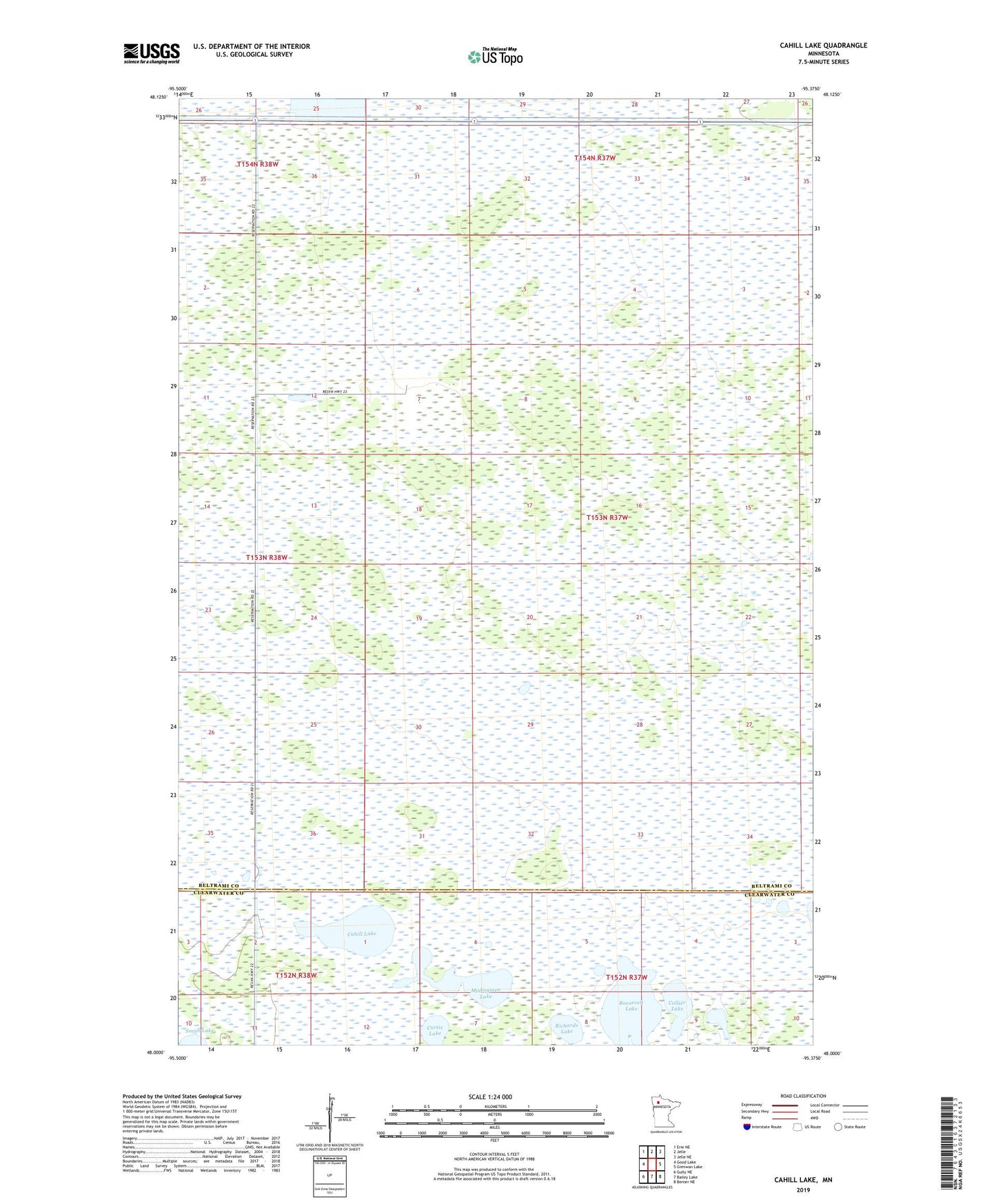 Cahill Lake Minnesota US Topo Map Image