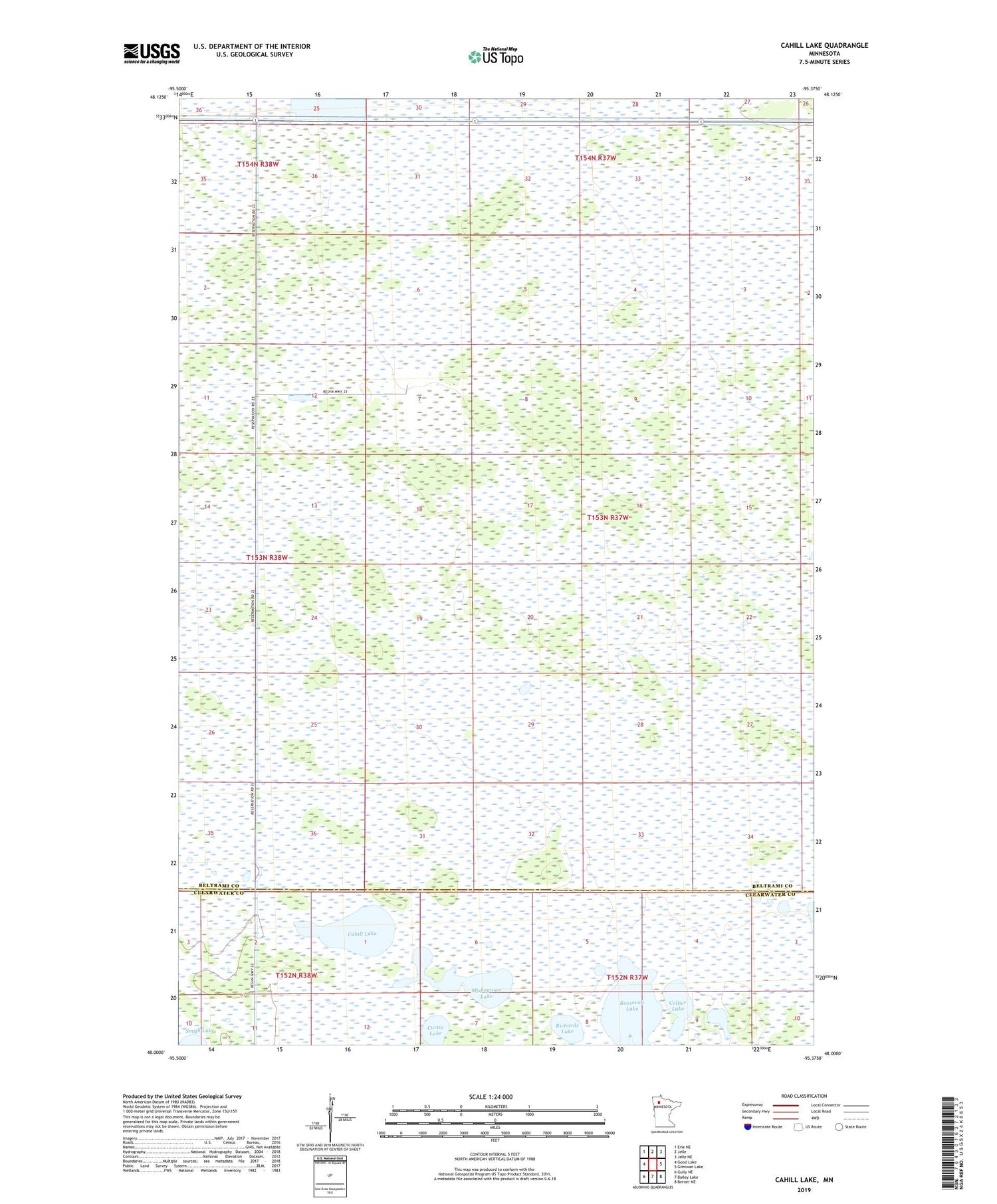 Cahill Lake Minnesota US Topo Map Image