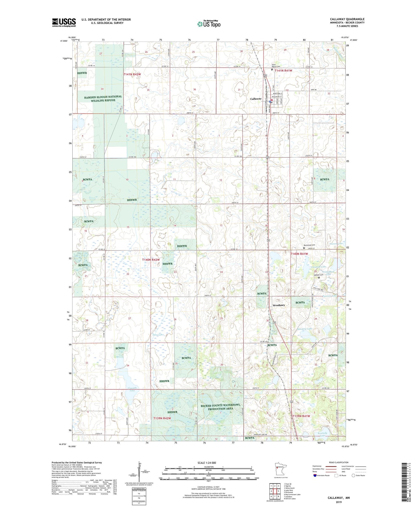 Callaway Minnesota US Topo Map Image