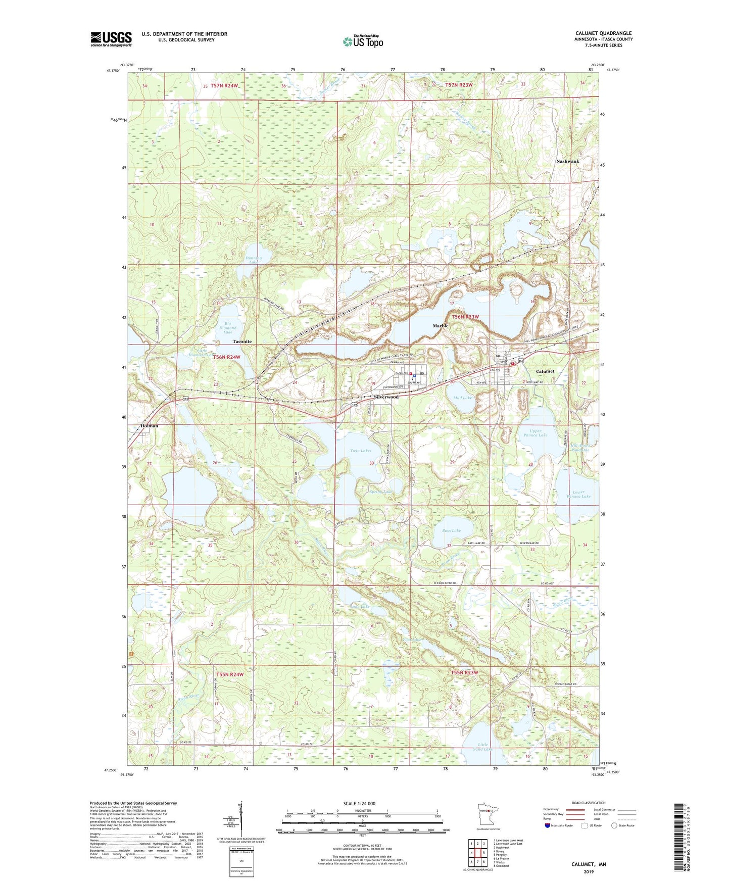 Calumet Minnesota US Topo Map Image