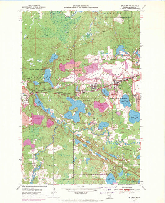 Classic USGS Calumet Minnesota 7.5'x7.5' Topo Map Image