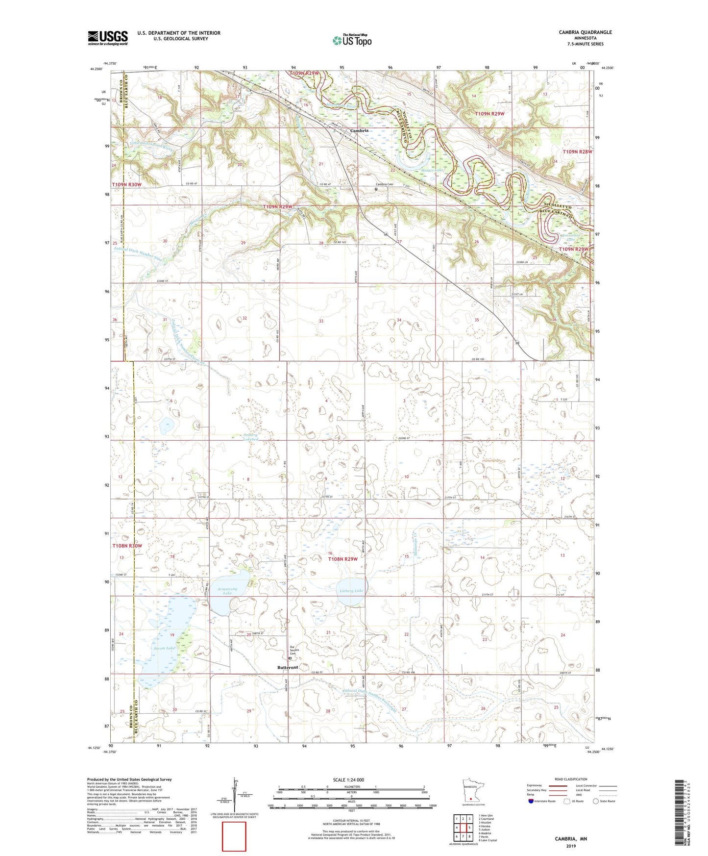 Cambria Minnesota US Topo Map Image