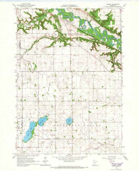 Classic USGS Cambria Minnesota 7.5'x7.5' Topo Map Image