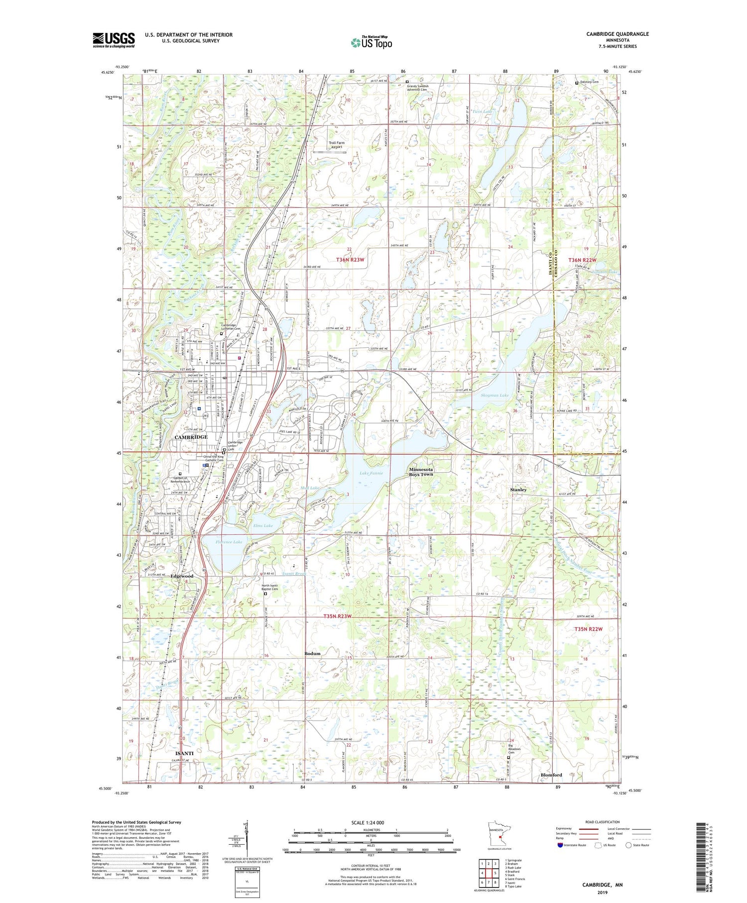 Cambridge Minnesota US Topo Map Image