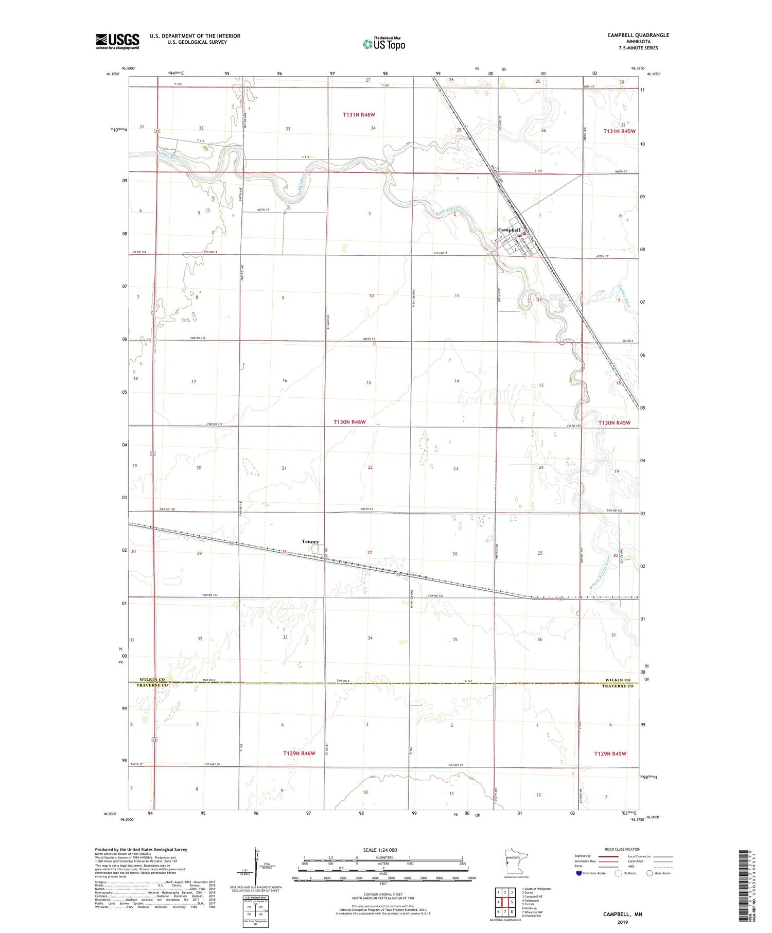 Campbell Minnesota US Topo Map Image