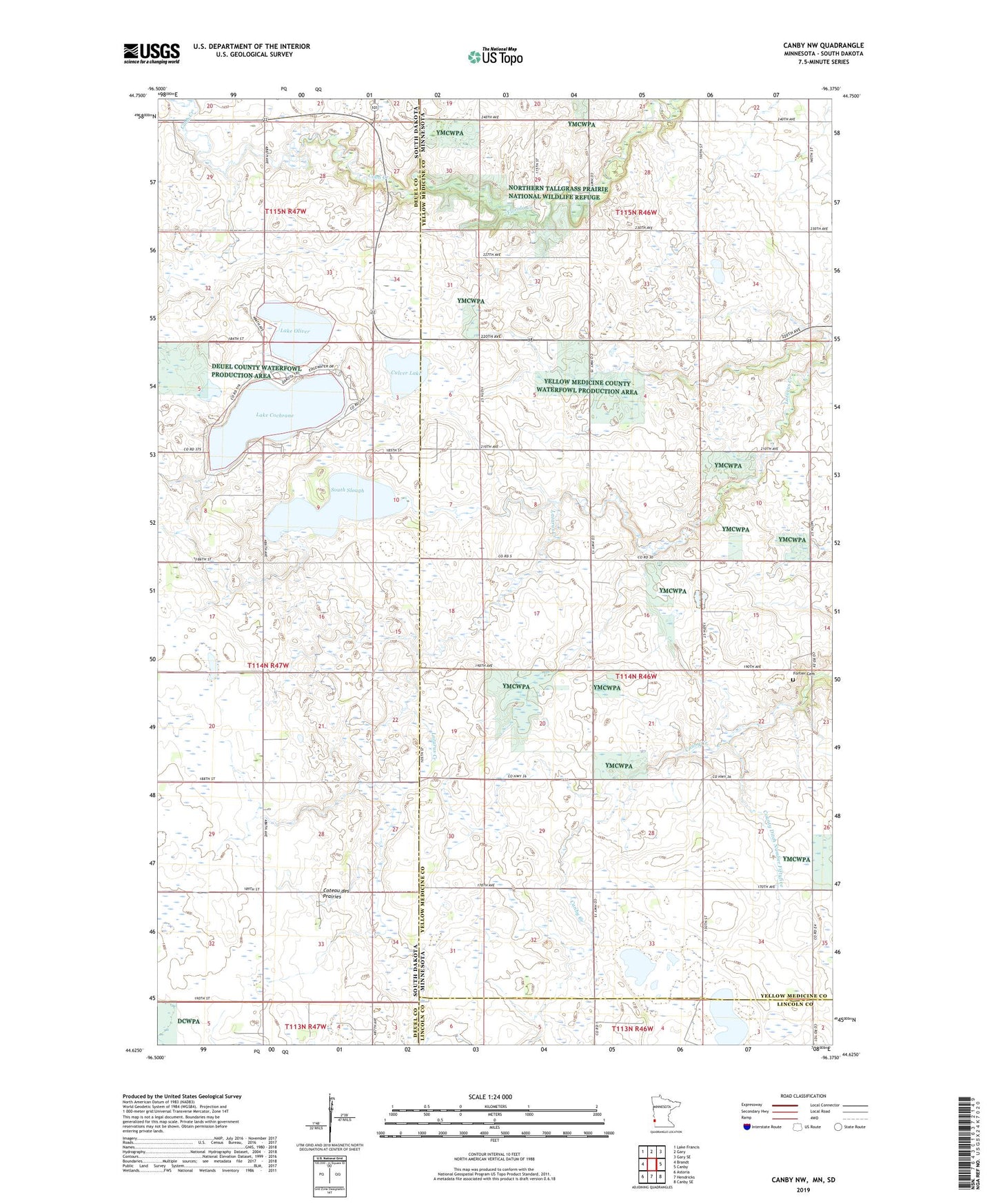 Canby NW Minnesota US Topo Map Image