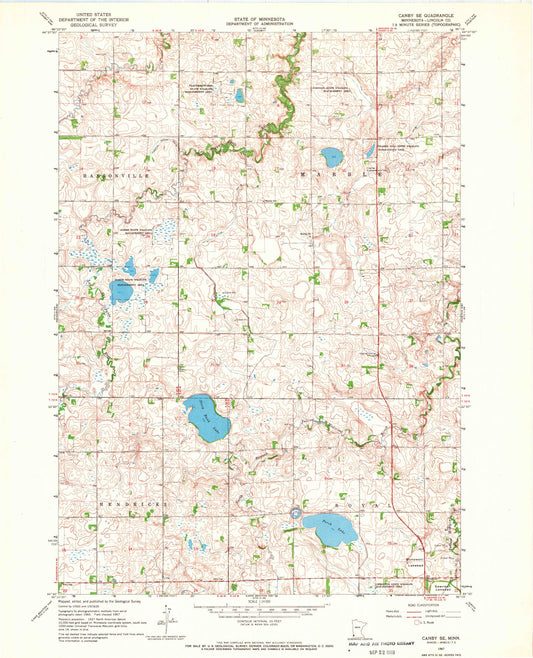 Classic USGS Canby SE Minnesota 7.5'x7.5' Topo Map Image
