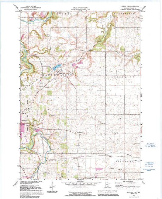 Classic USGS Cannon City Minnesota 7.5'x7.5' Topo Map Image