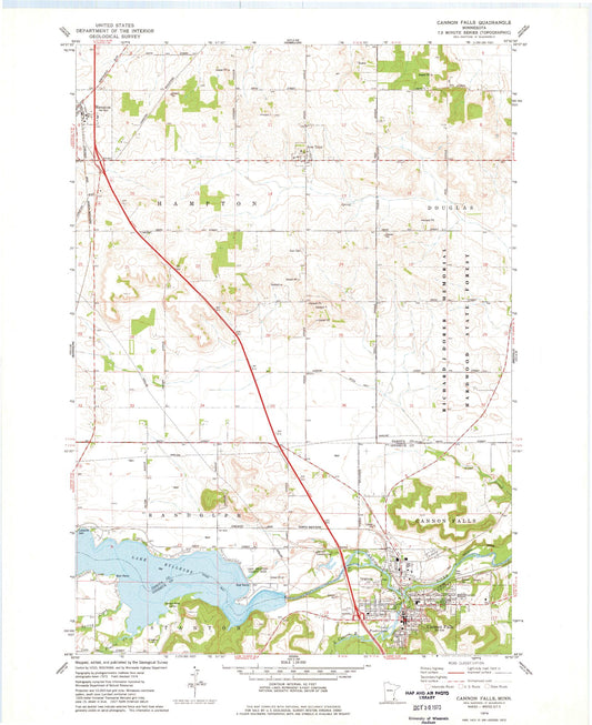 Classic USGS Cannon Falls Minnesota 7.5'x7.5' Topo Map Image