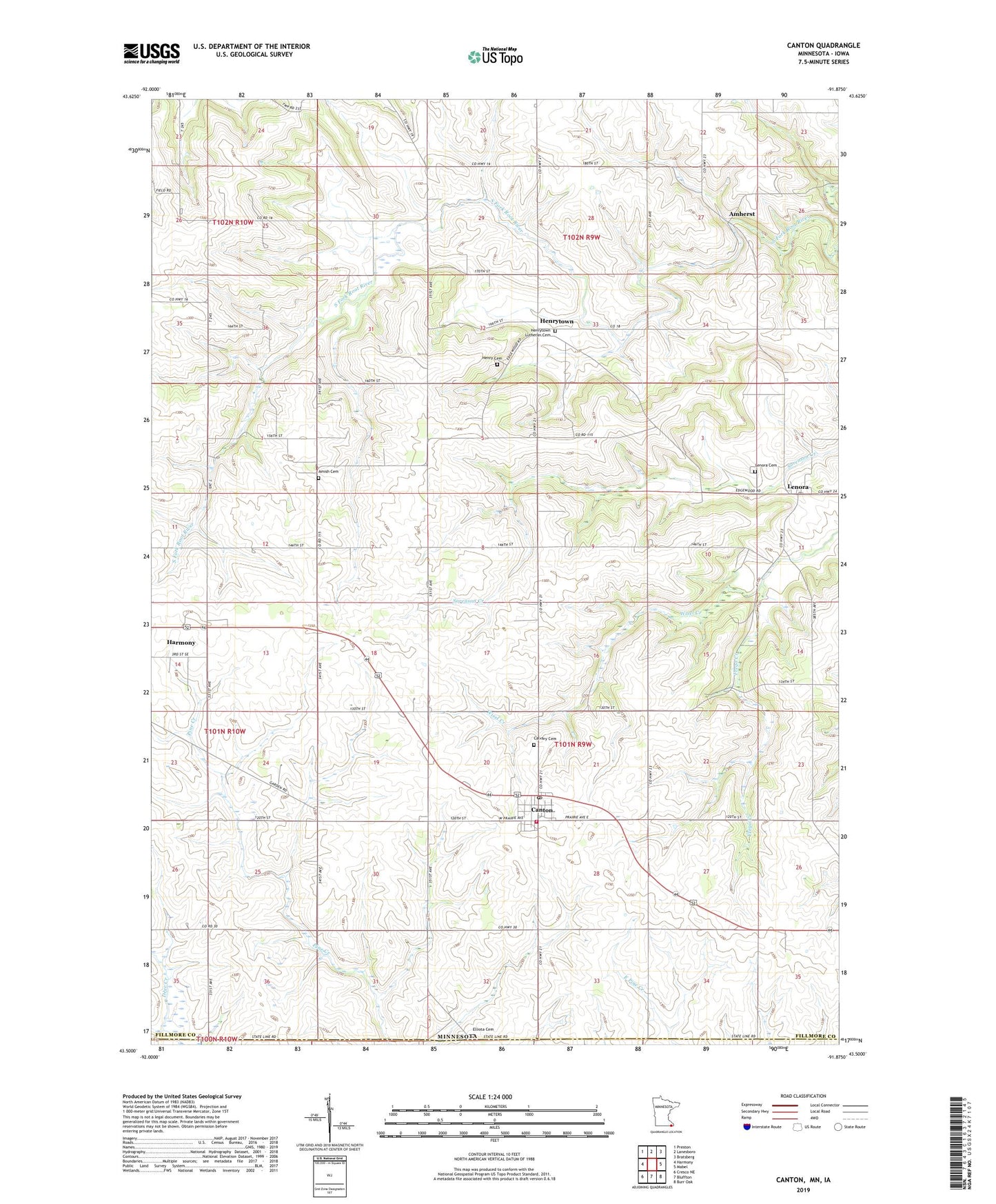 Canton Minnesota US Topo Map Image