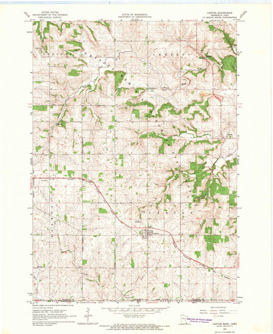 Classic USGS Canton Minnesota 7.5'x7.5' Topo Map Image
