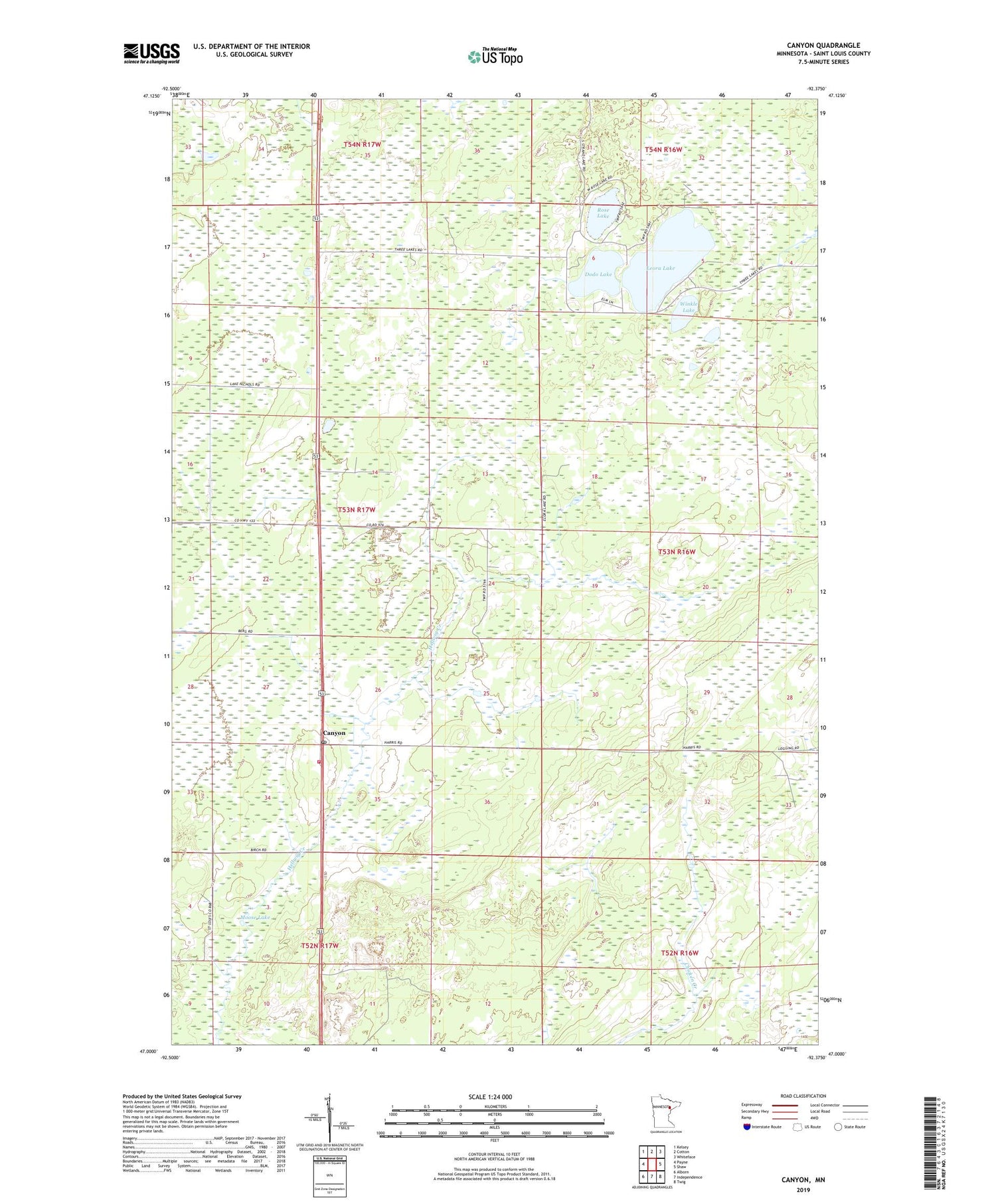 Canyon Minnesota US Topo Map Image