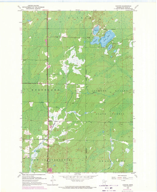 Classic USGS Canyon Minnesota 7.5'x7.5' Topo Map Image