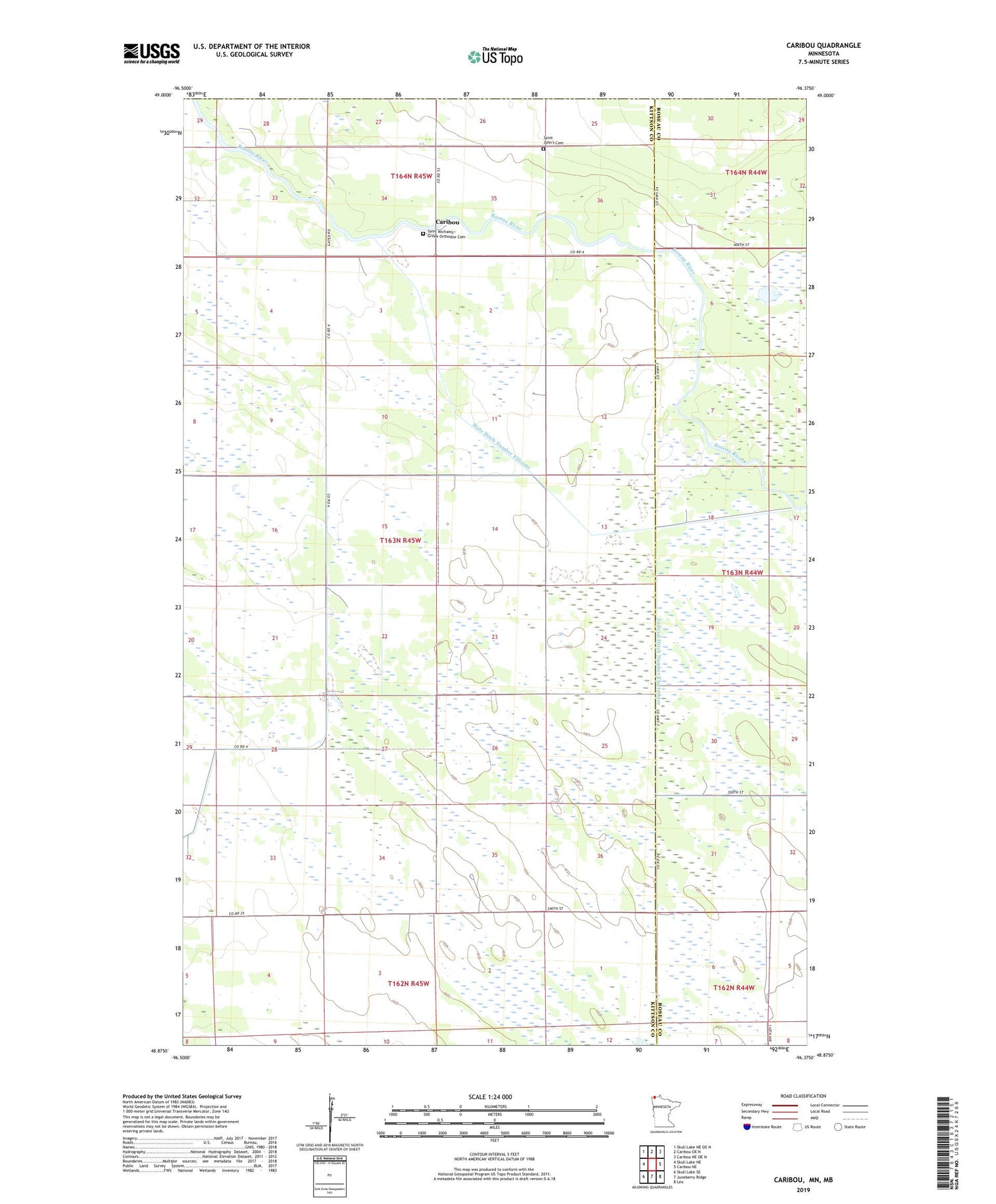 Caribou Minnesota US Topo Map Image