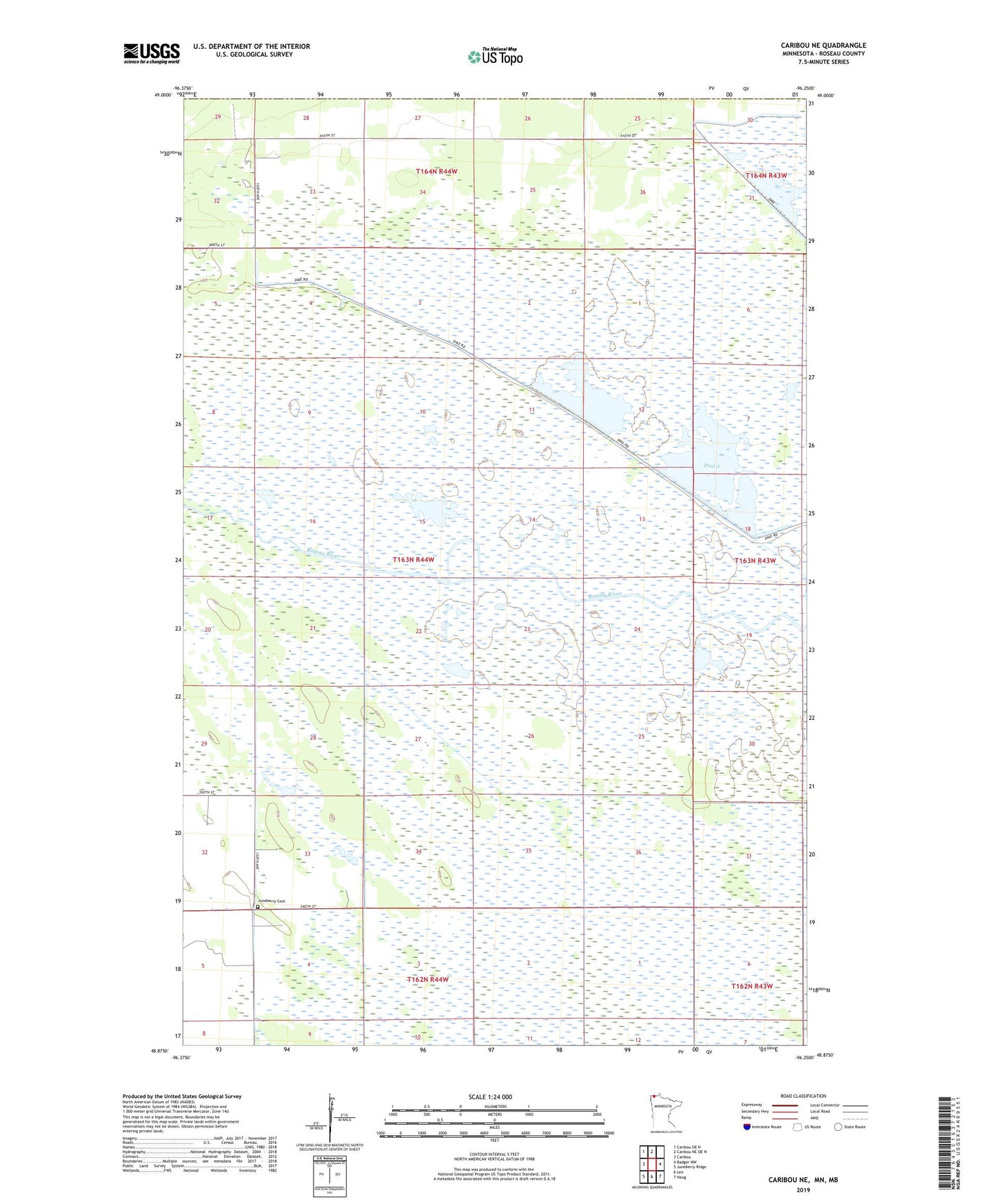 Caribou NE Minnesota US Topo Map Image