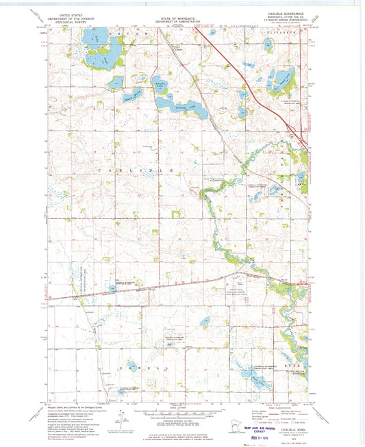 Classic USGS Carlisle Minnesota 7.5'x7.5' Topo Map Image
