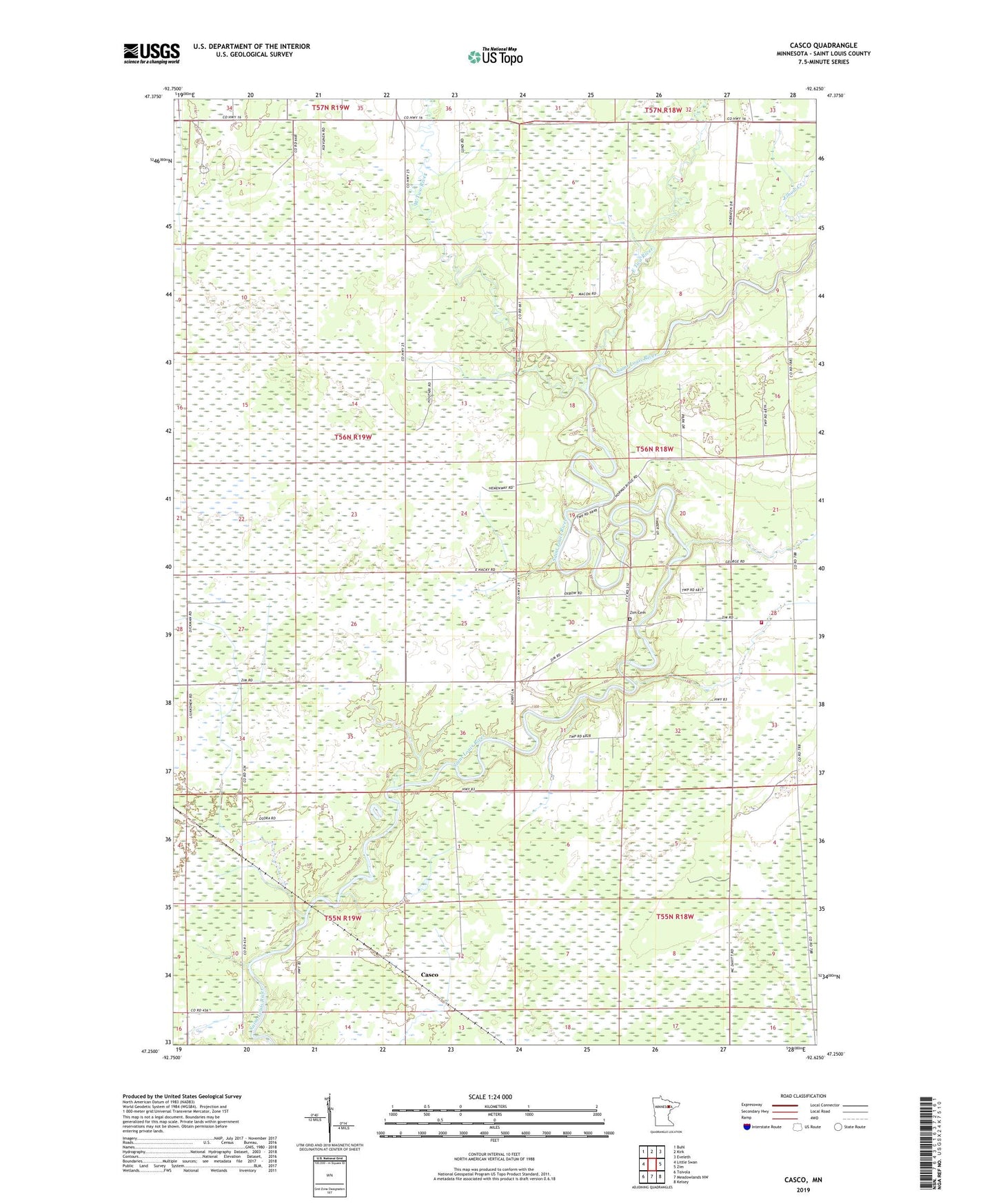 Casco Minnesota US Topo Map Image