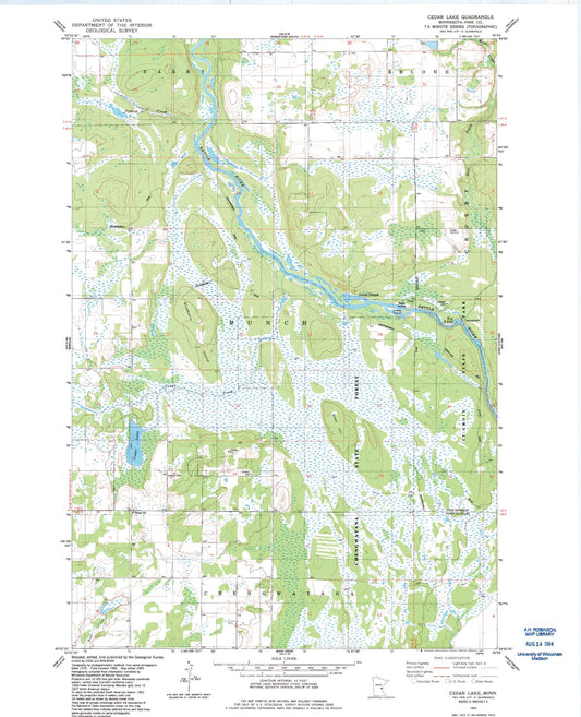 Classic USGS Cedar Lake Minnesota 7.5'x7.5' Topo Map Image