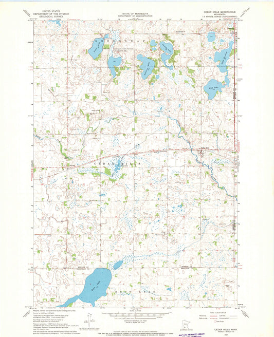 Classic USGS Cedar Mills Minnesota 7.5'x7.5' Topo Map Image
