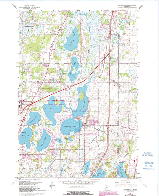 Classic USGS Centerville Minnesota 7.5'x7.5' Topo Map Image
