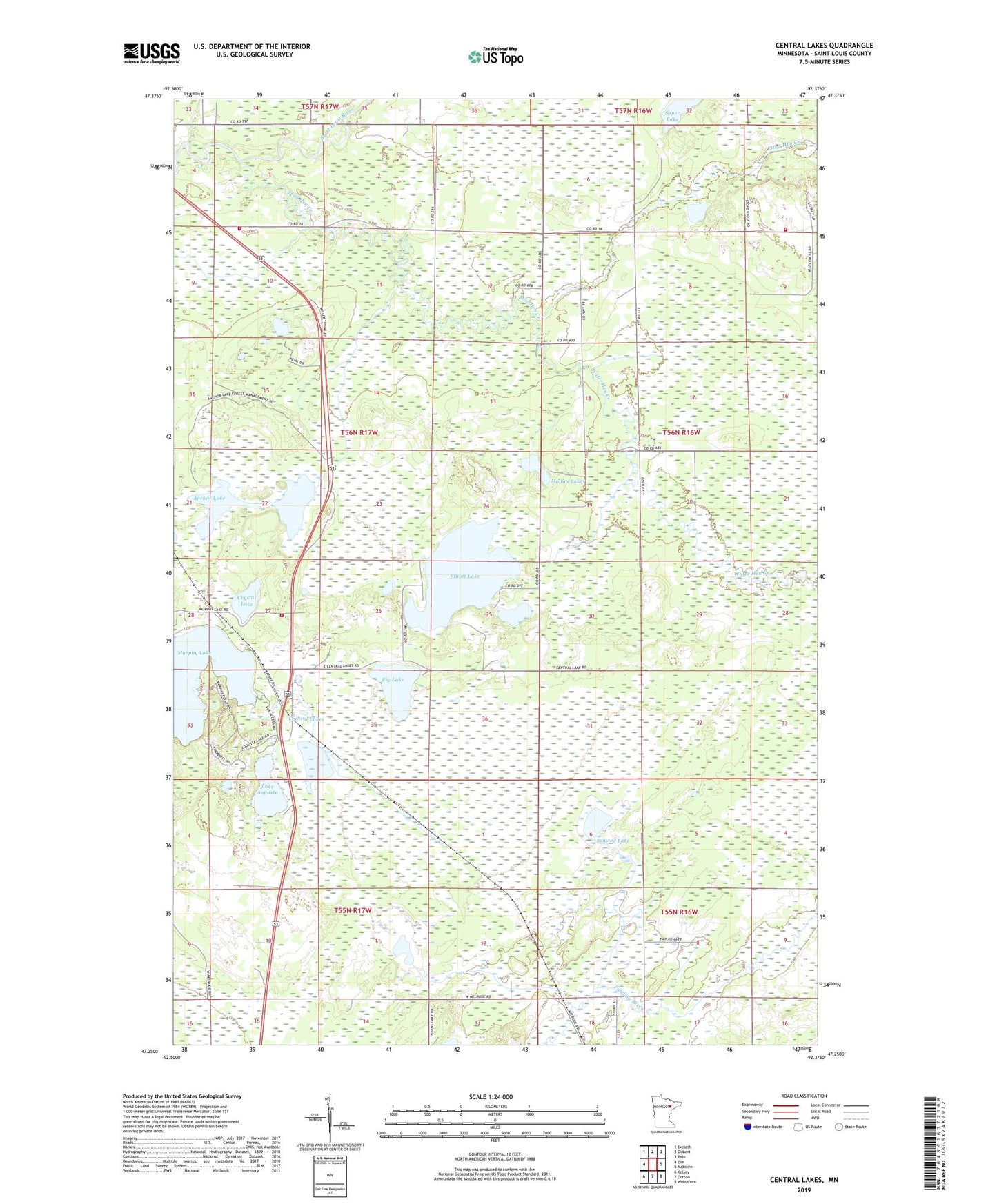 Central Lakes Minnesota US Topo Map Image