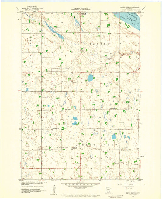 Classic USGS Cerro Gordo Minnesota 7.5'x7.5' Topo Map Image