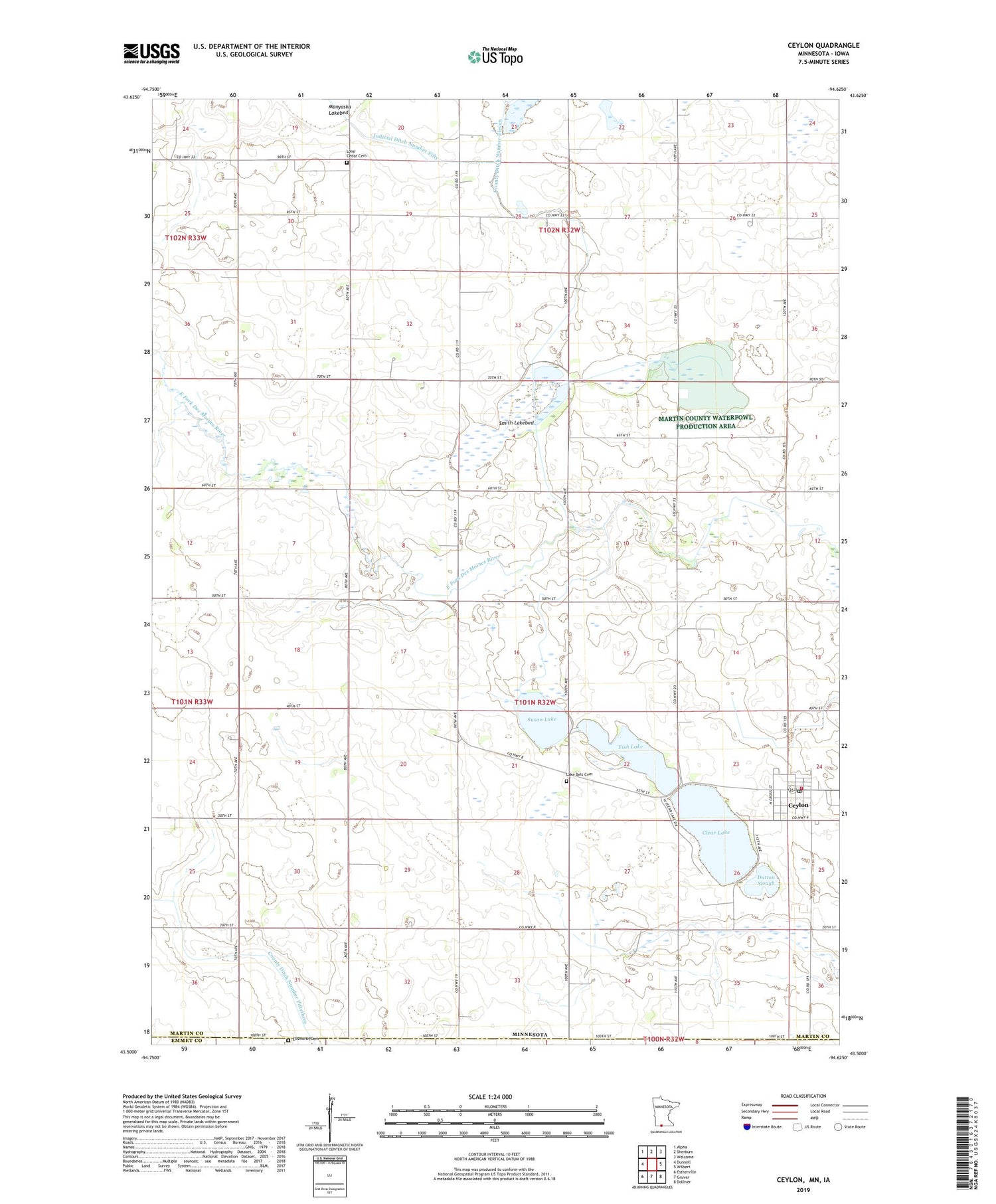 Ceylon Minnesota US Topo Map Image
