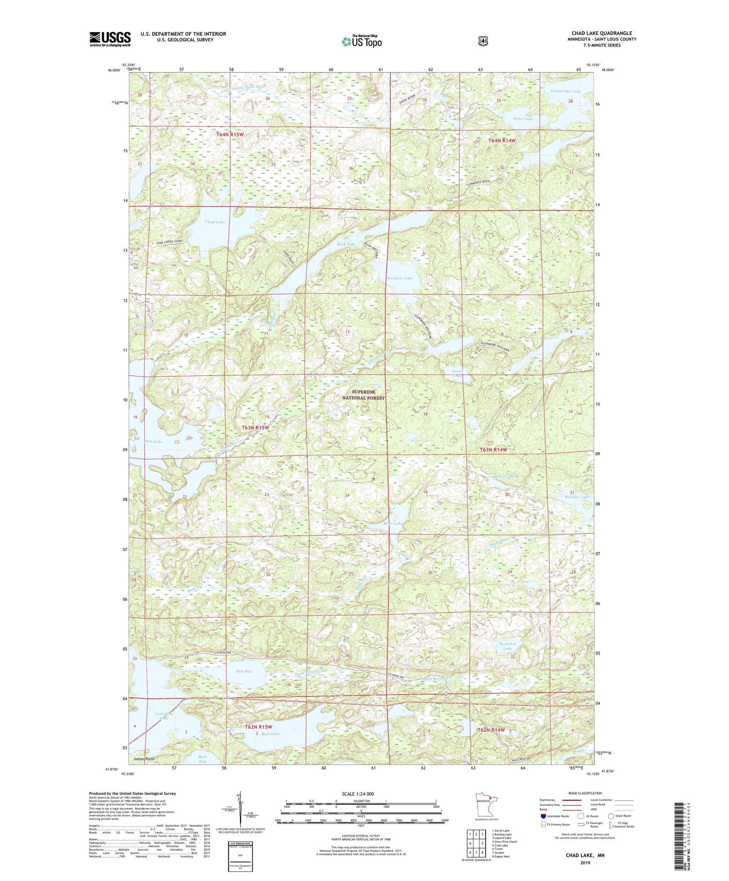 Chad Lake Minnesota US Topo Map Image