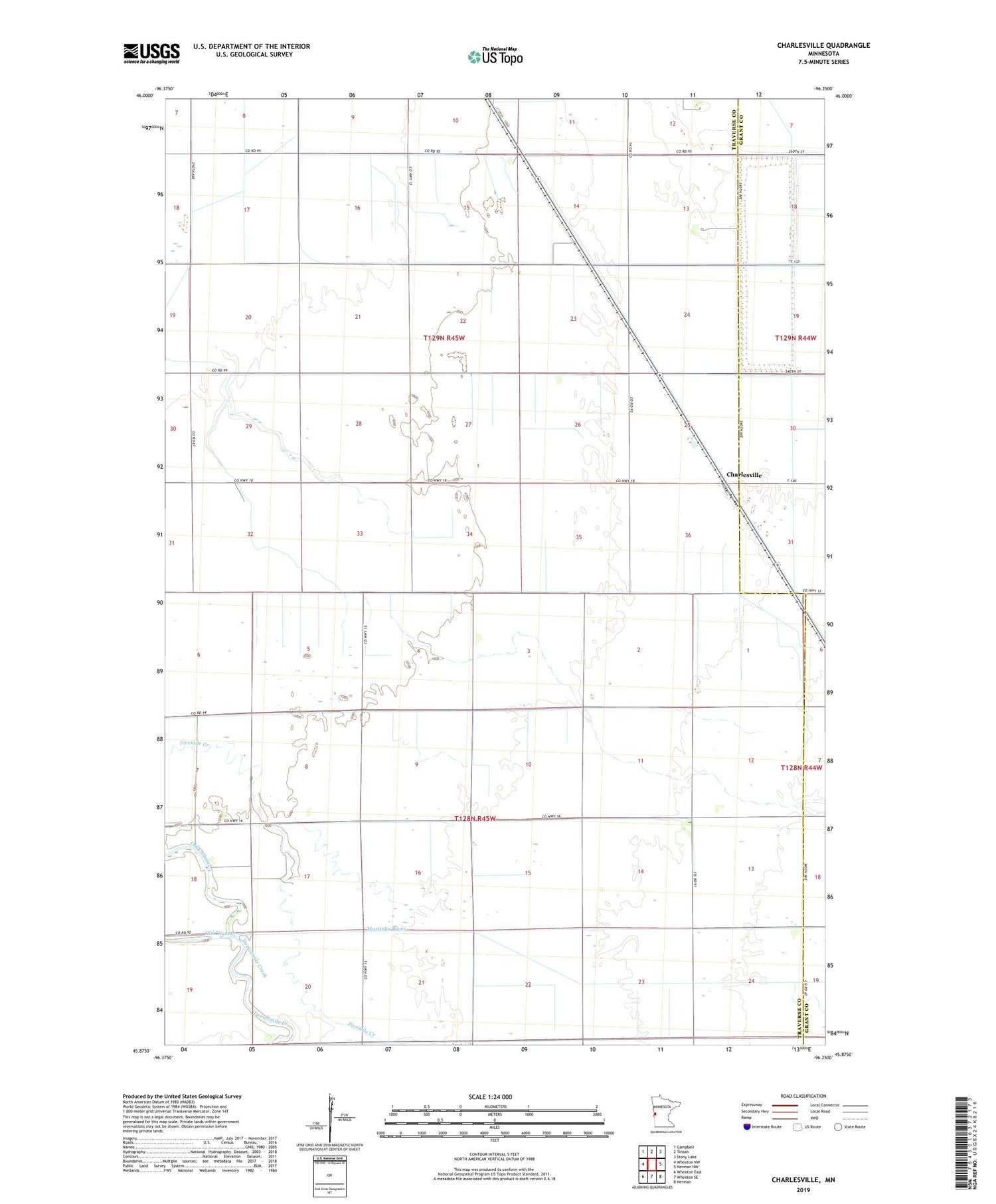 Charlesville Minnesota US Topo Map Image