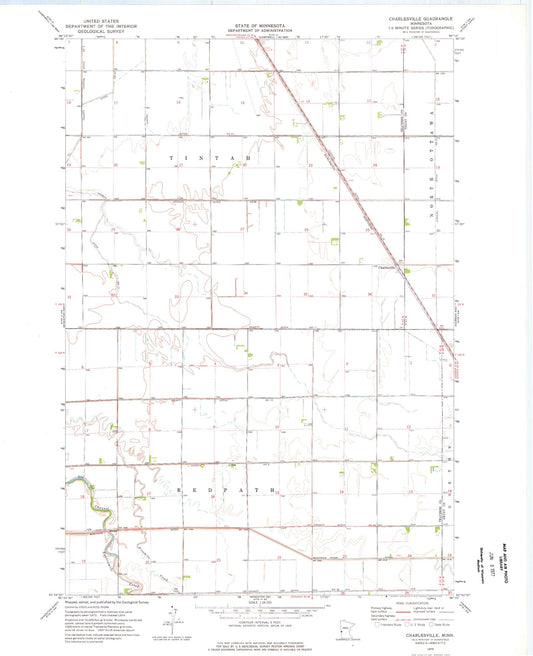 Classic USGS Charlesville Minnesota 7.5'x7.5' Topo Map Image
