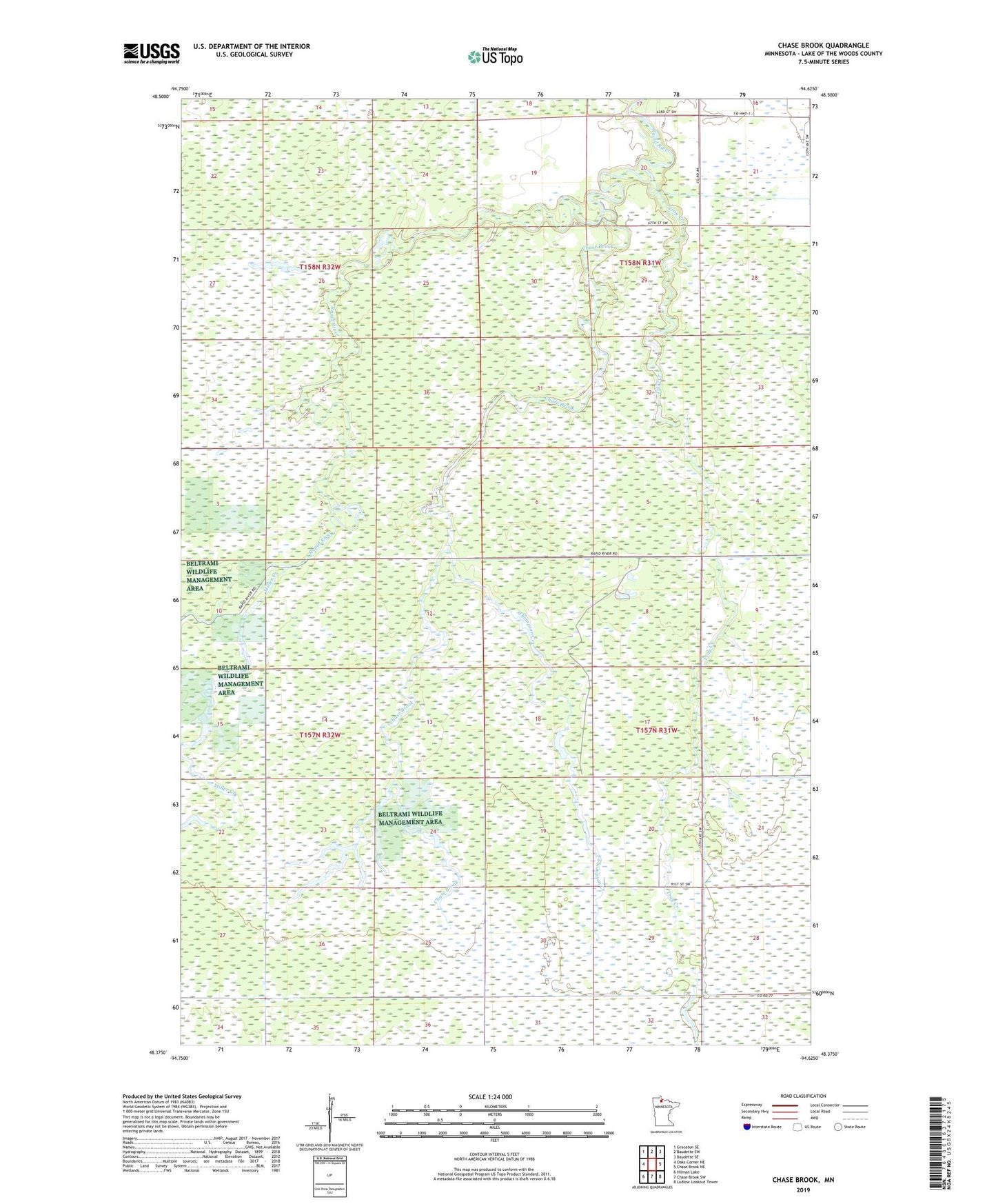 Chase Brook Minnesota US Topo Map Image