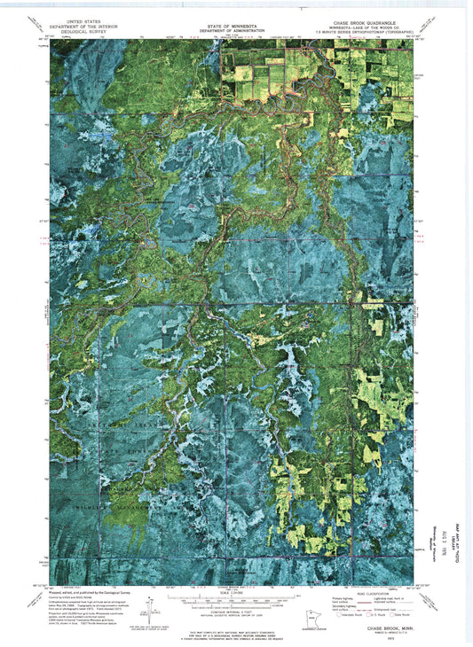 Classic USGS Chase Brook Minnesota 7.5'x7.5' Topo Map Image
